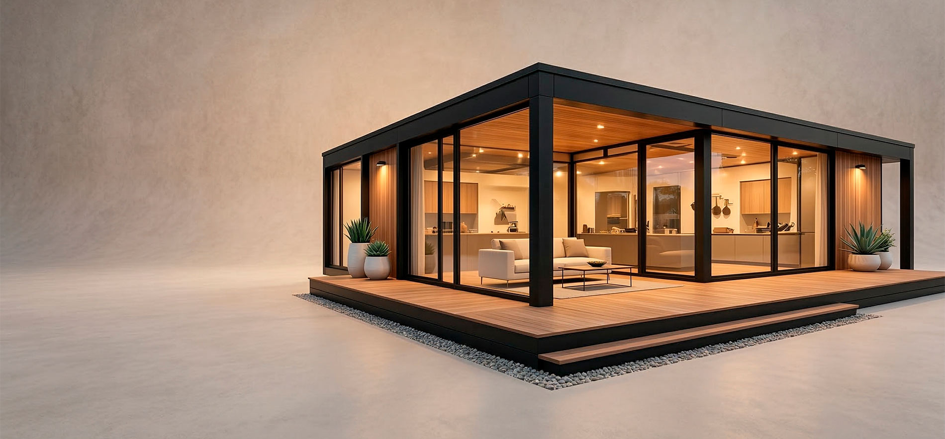 Сучасний модульний будинок з панорамними вікнами